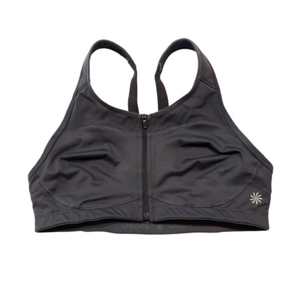Athleta Gray Wireless Sports Bra Front Zip 36C